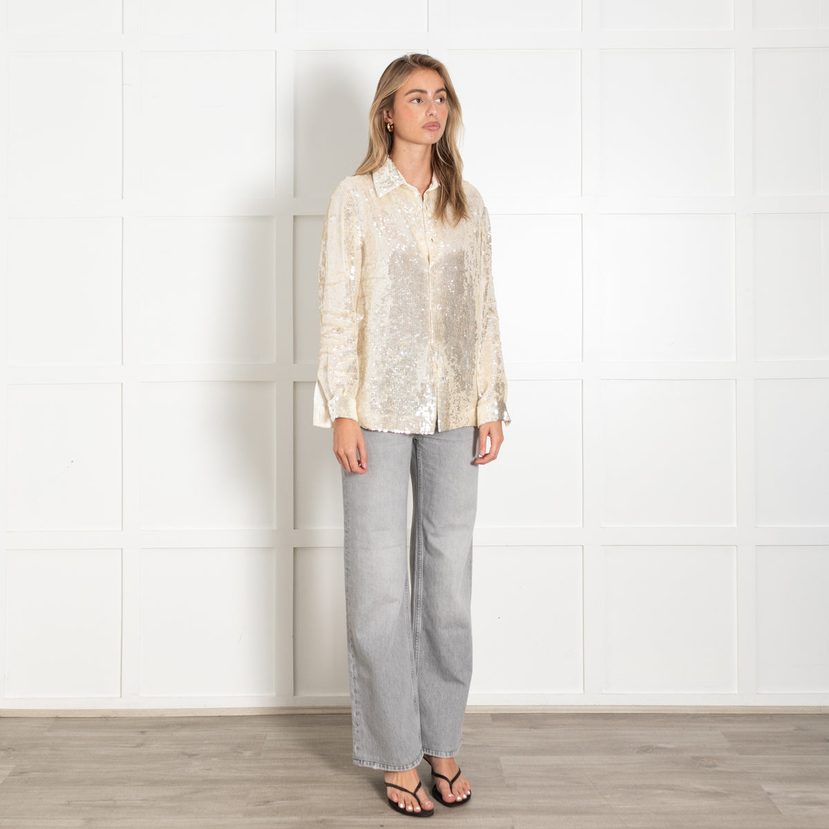 Gold & Silver Sequin Button Long Sleeved Shirt - Image 7