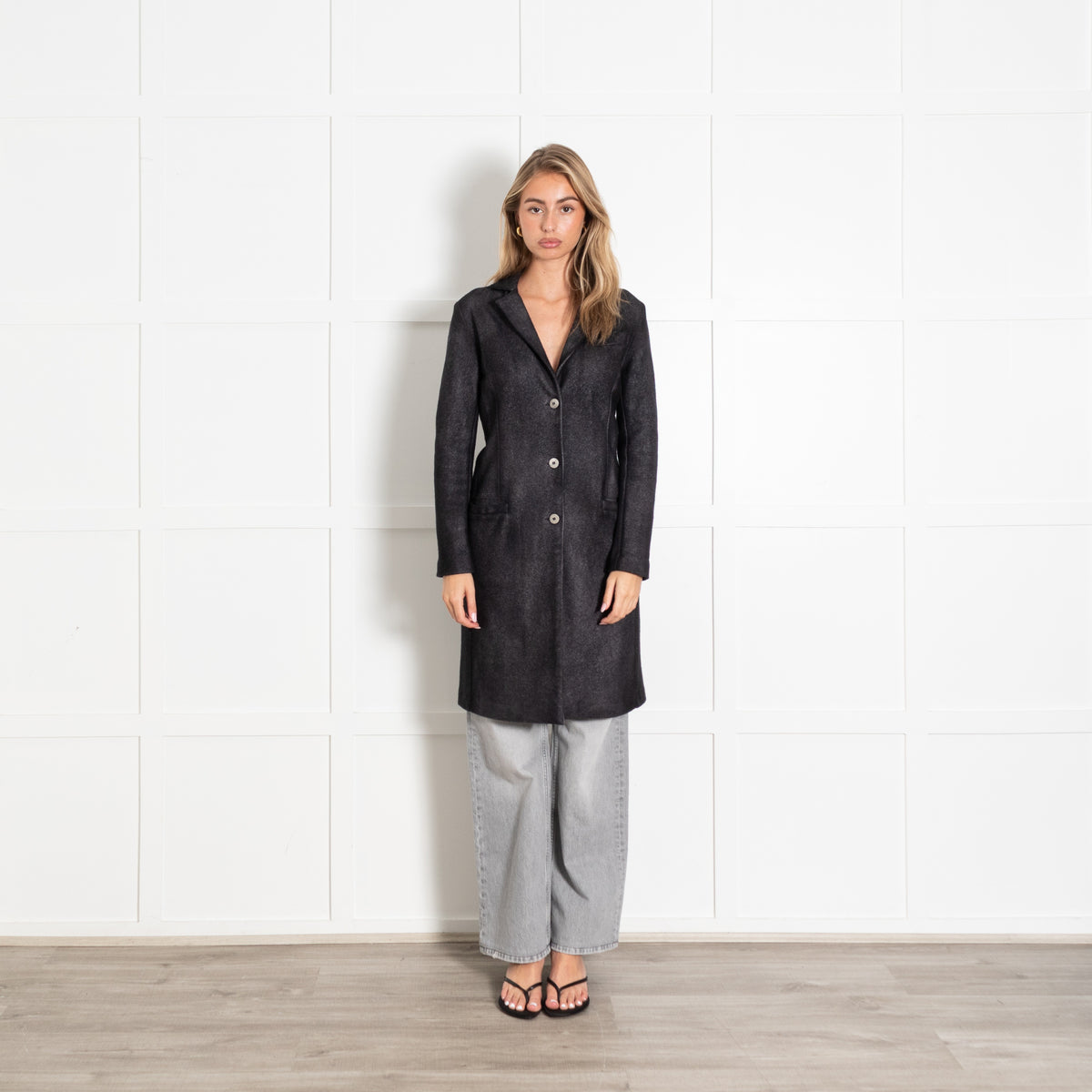 Avant Toi Charcoal Grey Wool Coat with Notched Lapels - Image 1