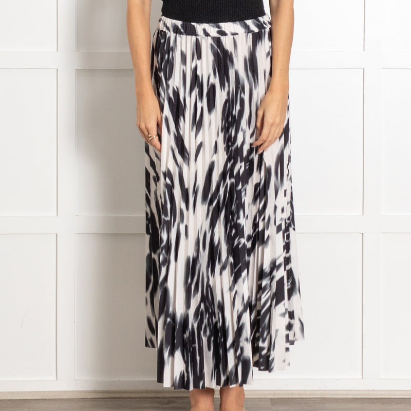 ba&sh Black & White Animal Print Pleated Skirt - Image 2