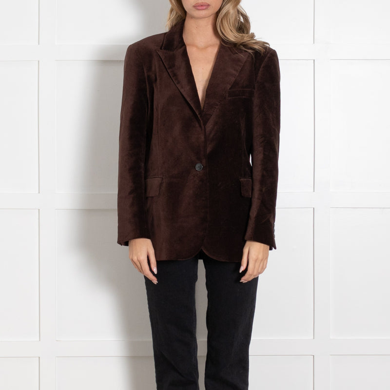 ba&sh Brown Velvet Single Breasted Jacket - Image 2