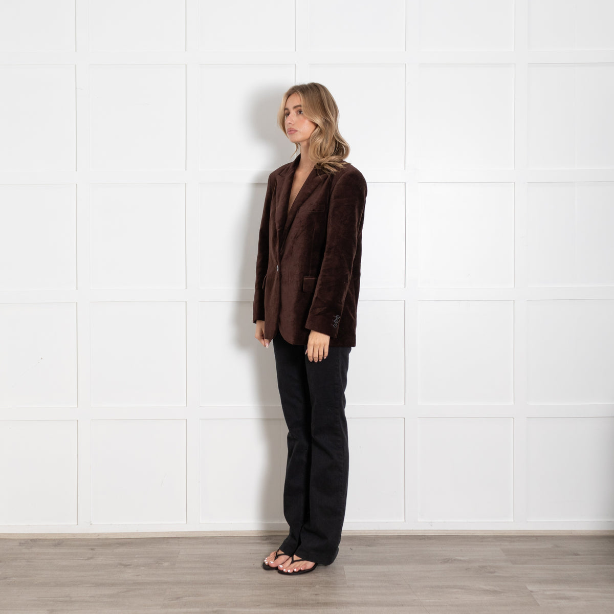 ba&sh Brown Velvet Single Breasted Jacket - Image 3