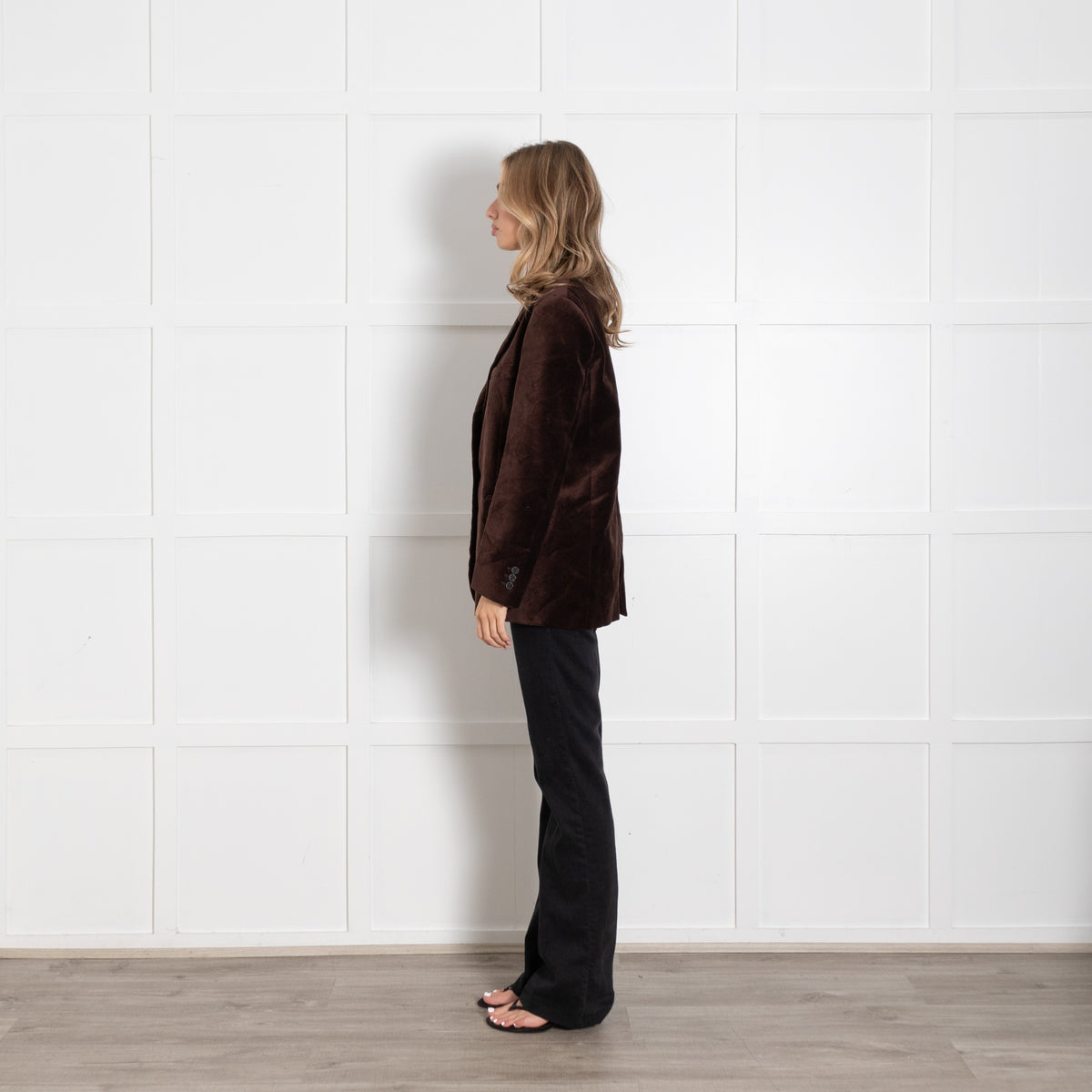 ba&sh Brown Velvet Single Breasted Jacket - Image 4