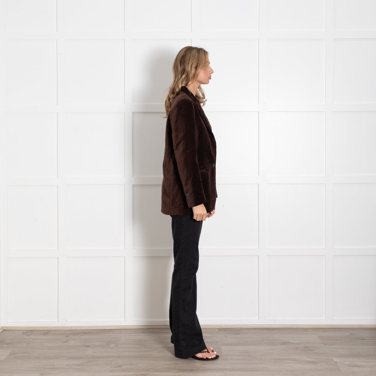 ba&sh Brown Velvet Single Breasted Jacket - Image 6