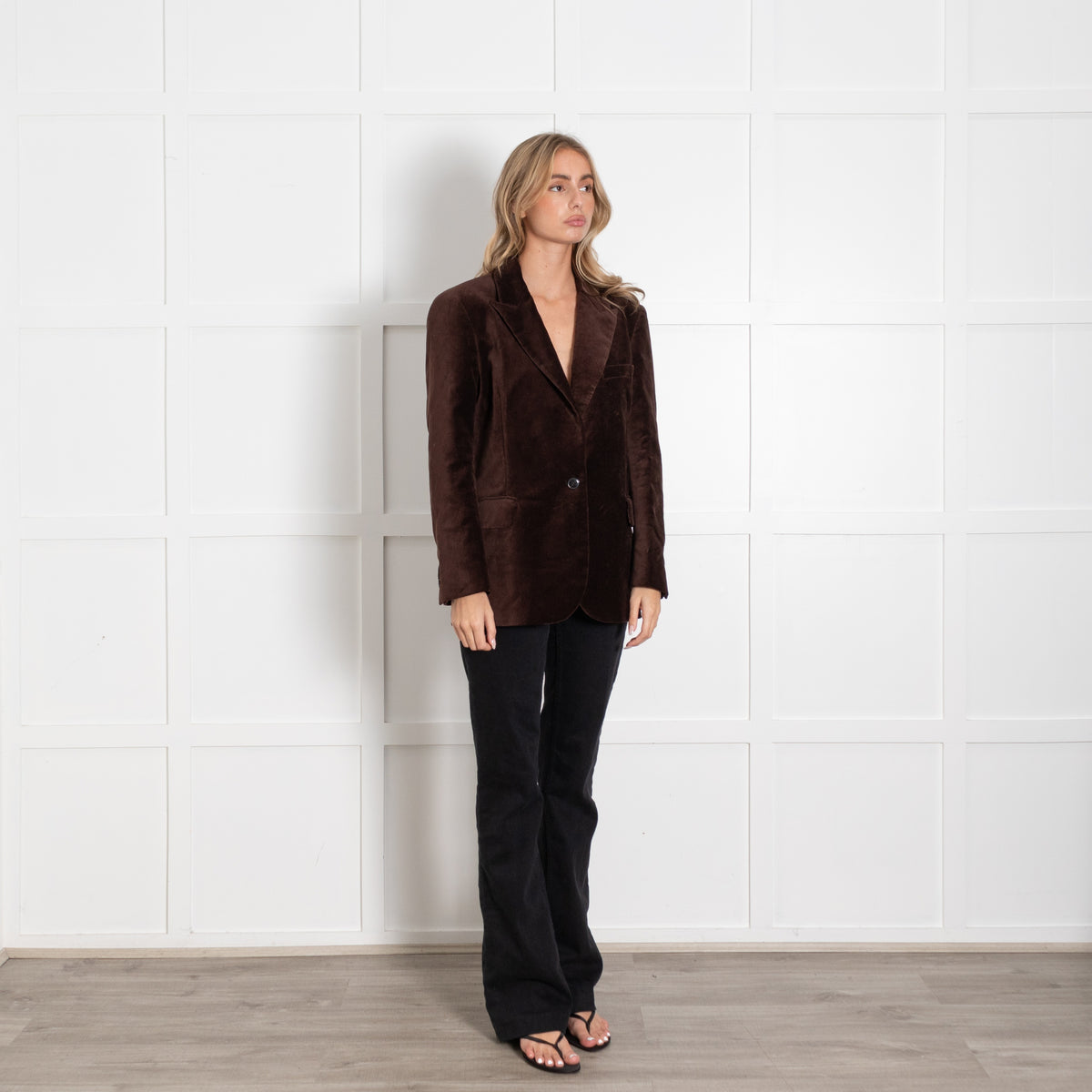 ba&sh Brown Velvet Single Breasted Jacket - Image 7