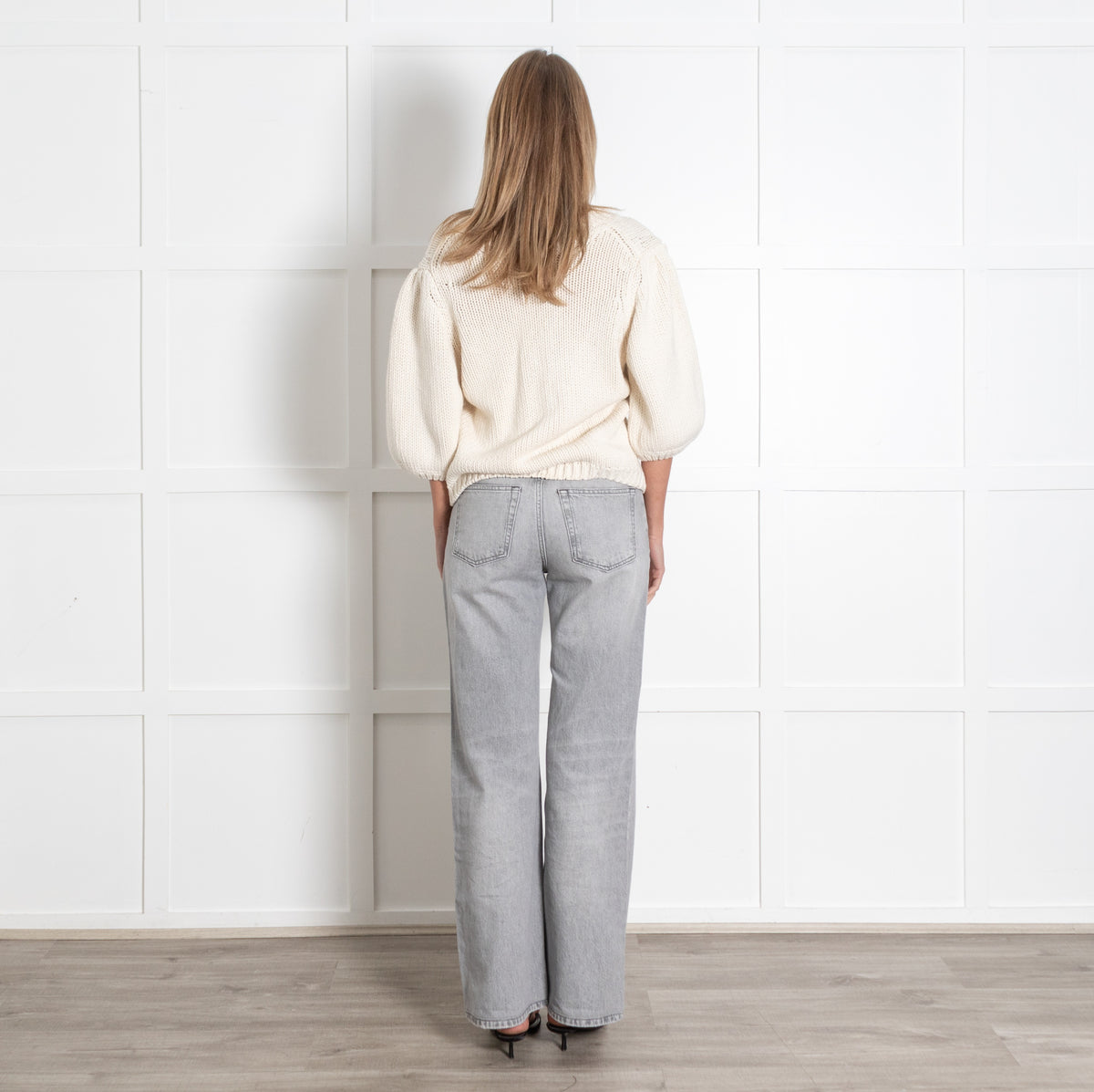 Ba&sh Cream Chunky Knit Balloon Sleeve Cardigan Sweater - Image 5