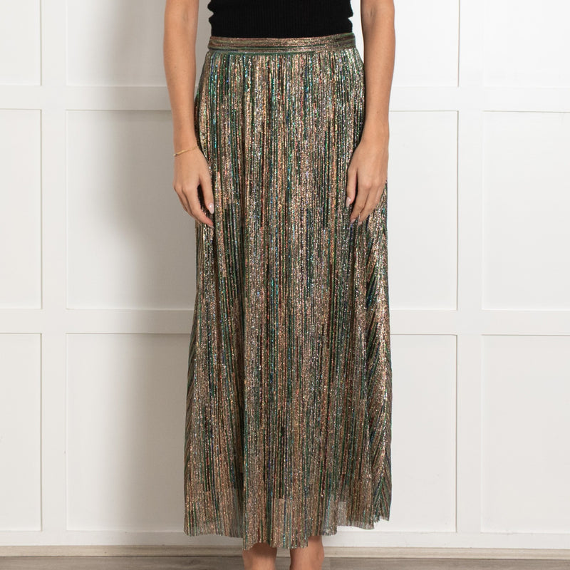 ba&sh Multicoloured Lurex Pleated Skirt With Elasticated Waist - Image 2
