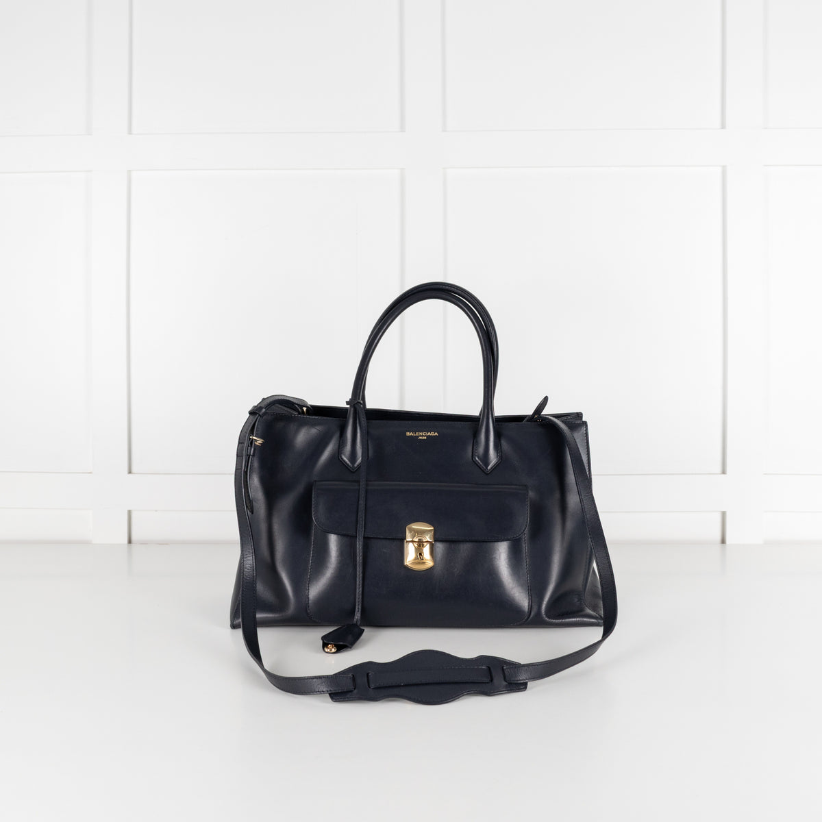 Balenciaga Black Leather Padlock All Afternoon Tote Bag - Image 1