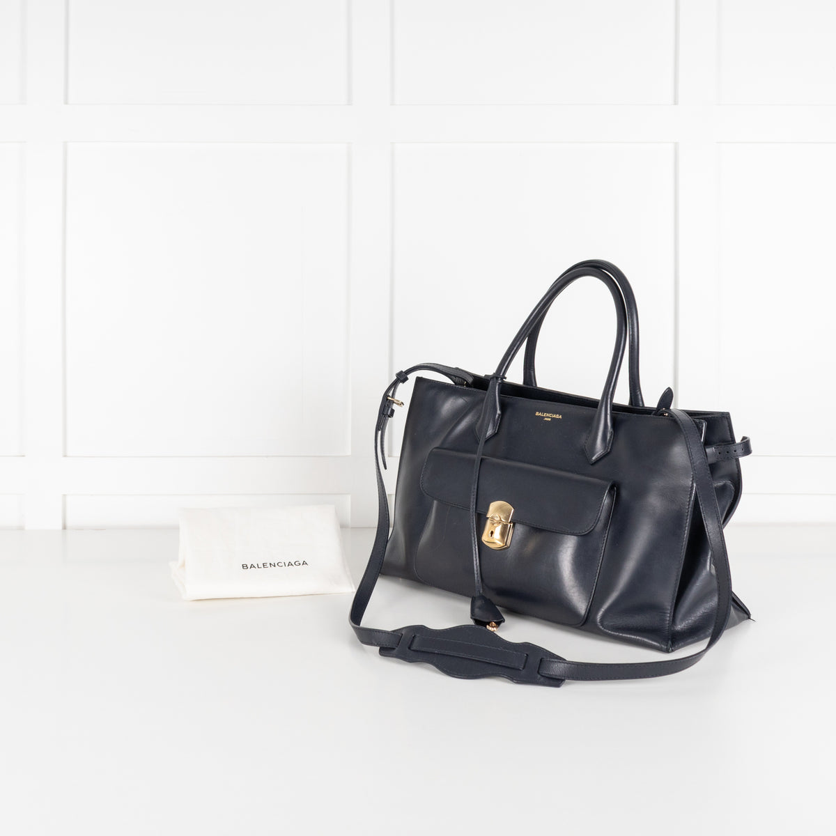 Balenciaga Black Leather Padlock All Afternoon Tote Bag - Image 3