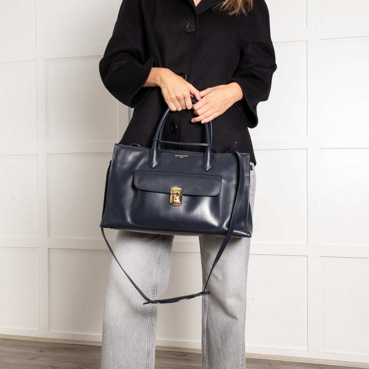 Balenciaga Black Leather Padlock All Afternoon Tote Bag - Image 6