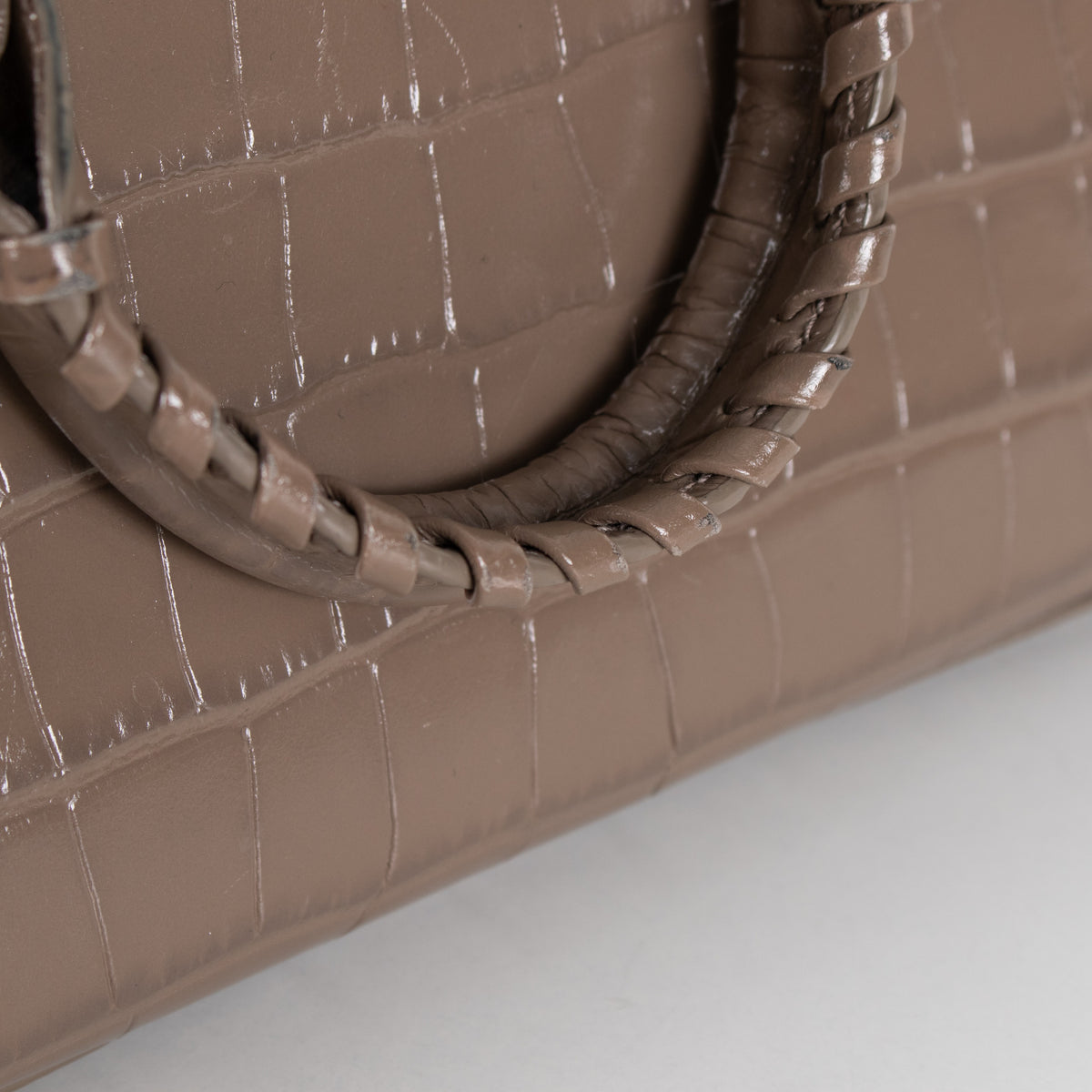 Balenciaga Taupe Neo Classic City Mini Croc-Embossed Leather Bag - Image 17