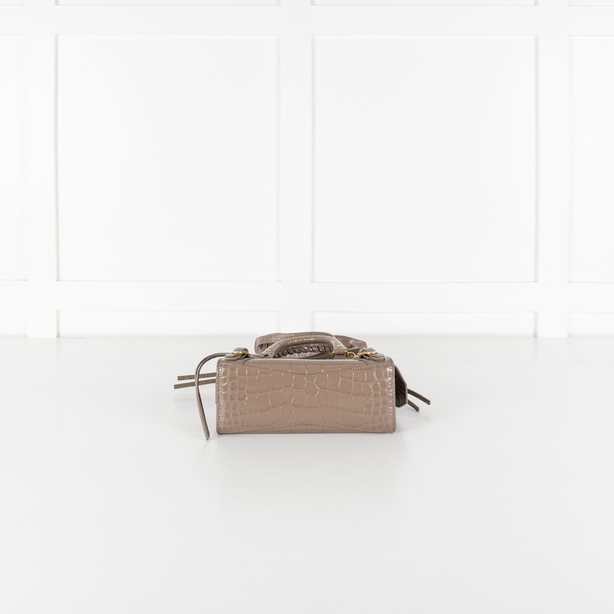 Balenciaga Taupe Neo Classic City Mini Croc-Embossed Leather Bag - Image 8