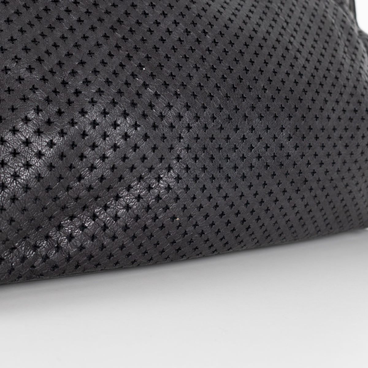 City Perforated Black Leather 2 way Satchel Bag - Image 18