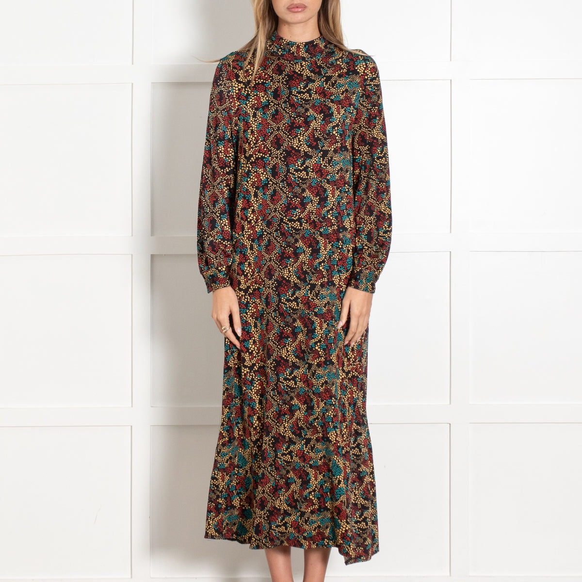 Bimba Y Lola Black Abstract Print Long Sleeve High Neck Maxi Dress - Image 2