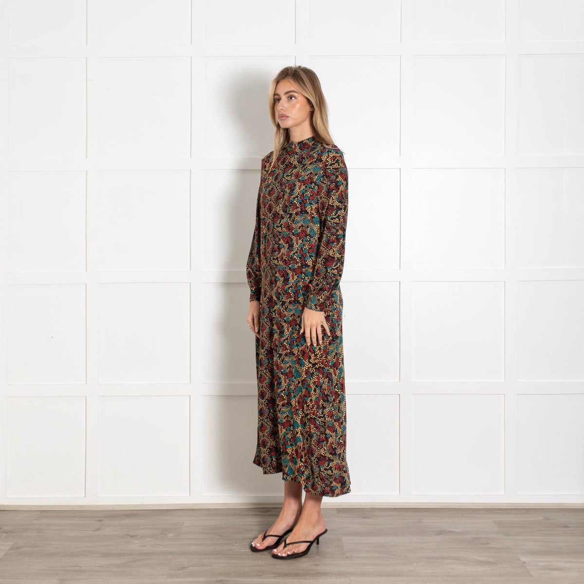 Bimba Y Lola Black Abstract Print Long Sleeve High Neck Maxi Dress - Image 3