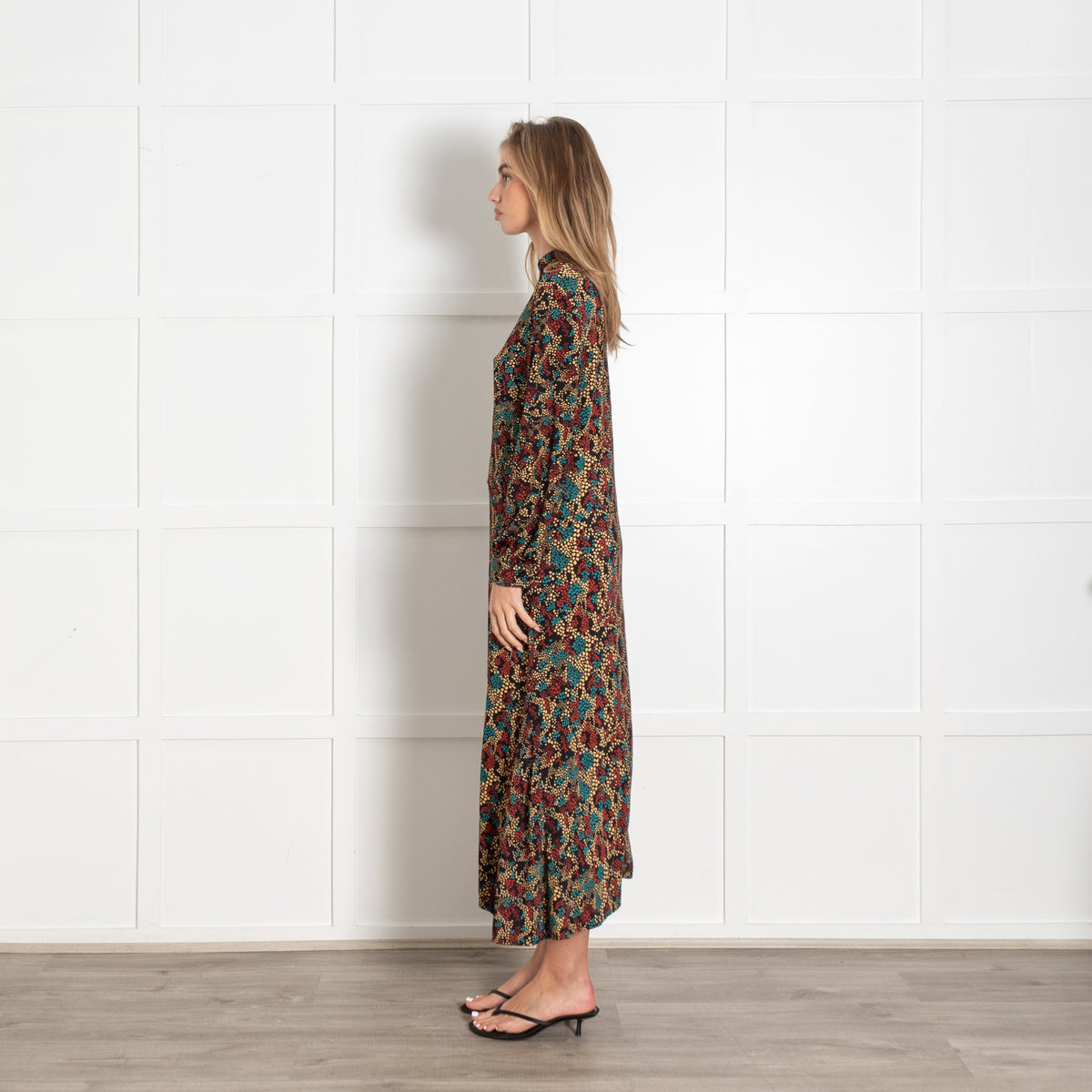 Bimba Y Lola Black Abstract Print Long Sleeve High Neck Maxi Dress - Image 4