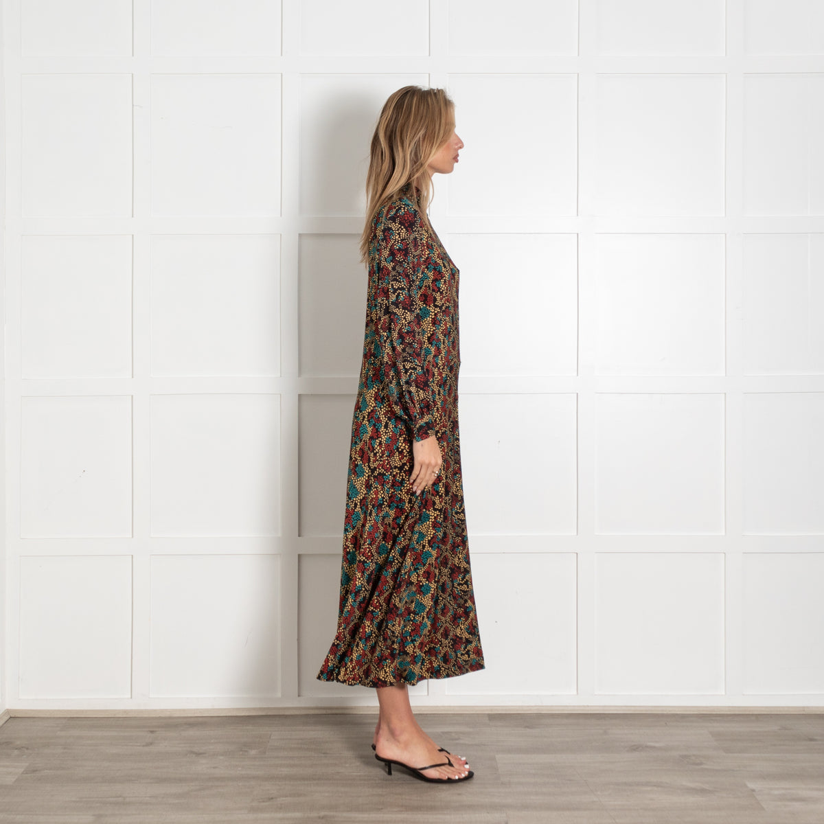 Bimba Y Lola Black Abstract Print Long Sleeve High Neck Maxi Dress - Image 6