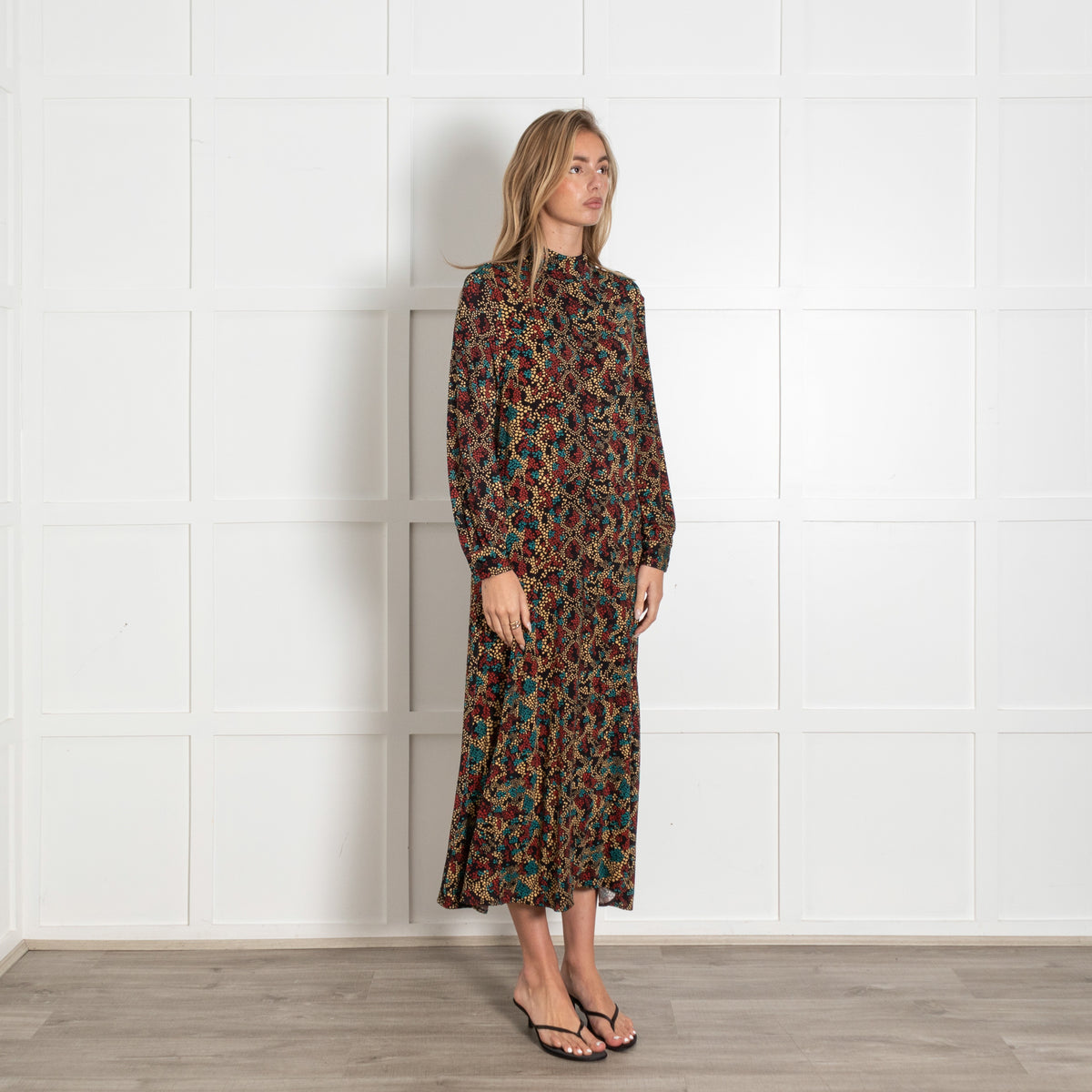 Bimba Y Lola Black Abstract Print Long Sleeve High Neck Maxi Dress - Image 7