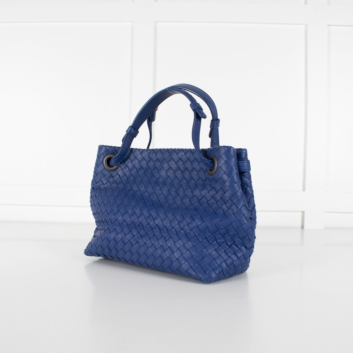 Bottega Veneta Blue Intrecciato Garda Leather Small Tote Bag - Image 9