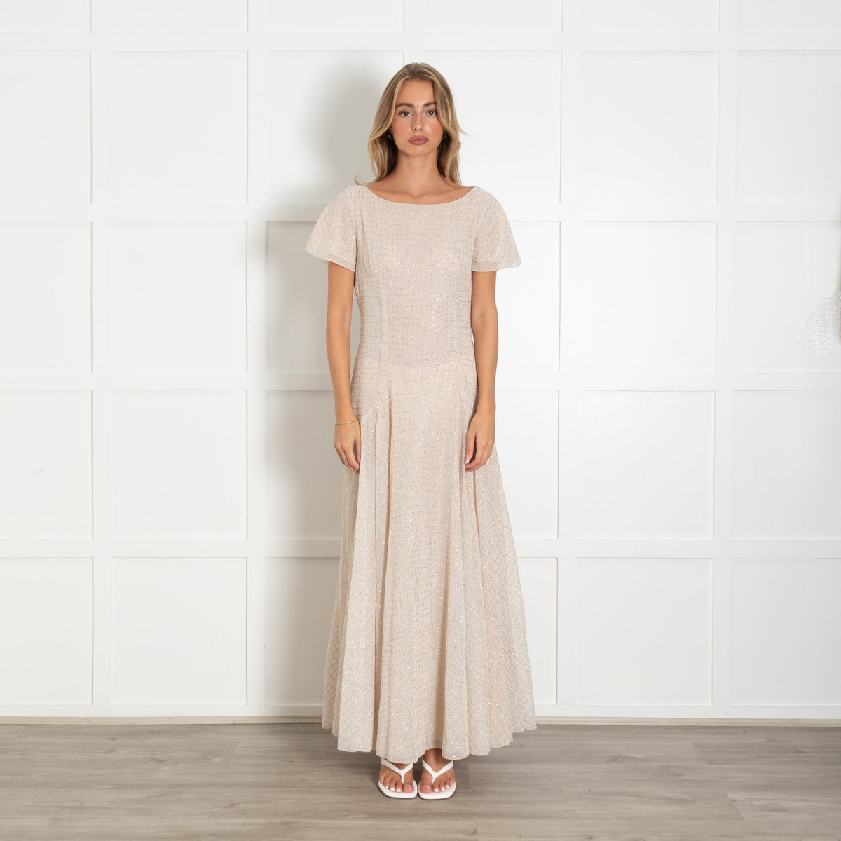 Boutique Moschino Peach Gold Sequin Maxi Dress - Image 1