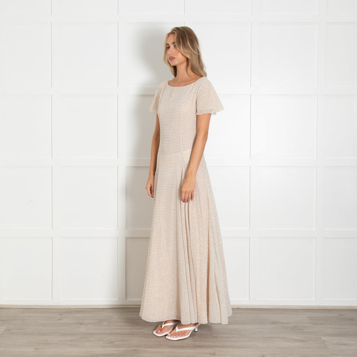 Boutique Moschino Peach Gold Sequin Maxi Dress - Image 3