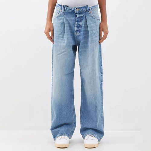 Raey Blue Denim Cinch Waist Wide Leg Jeans