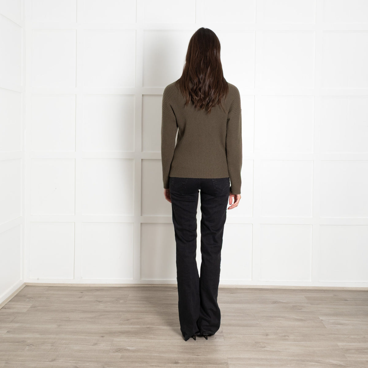 Brodie Khaki Cashmere Jumper With Gathered Front - Image 5