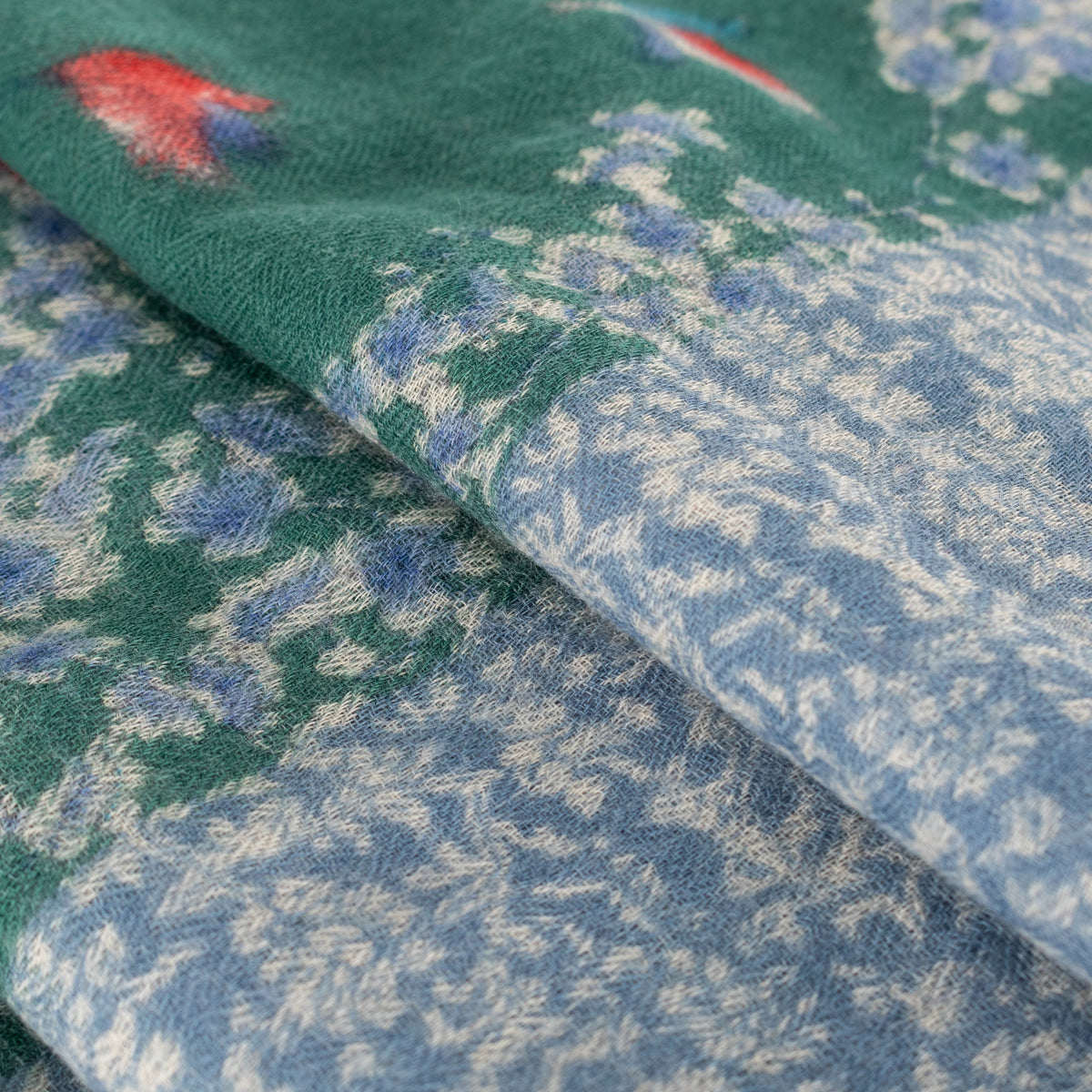 Blue & Green Wool Floral Scarf - Image 11
