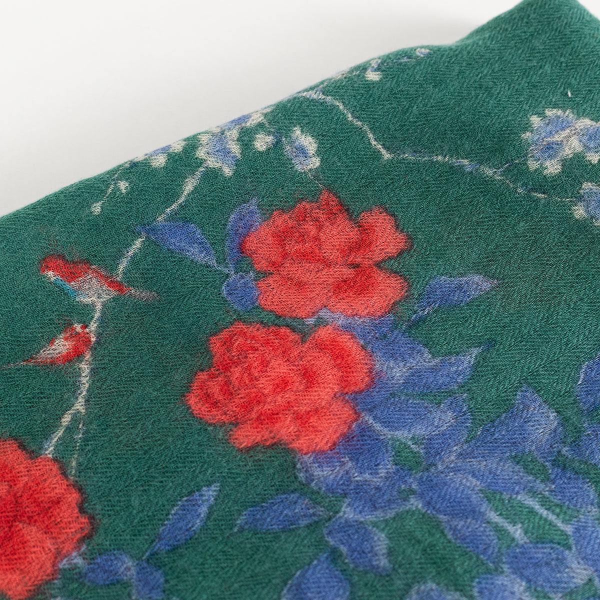 Blue & Green Wool Floral Scarf - Image 12