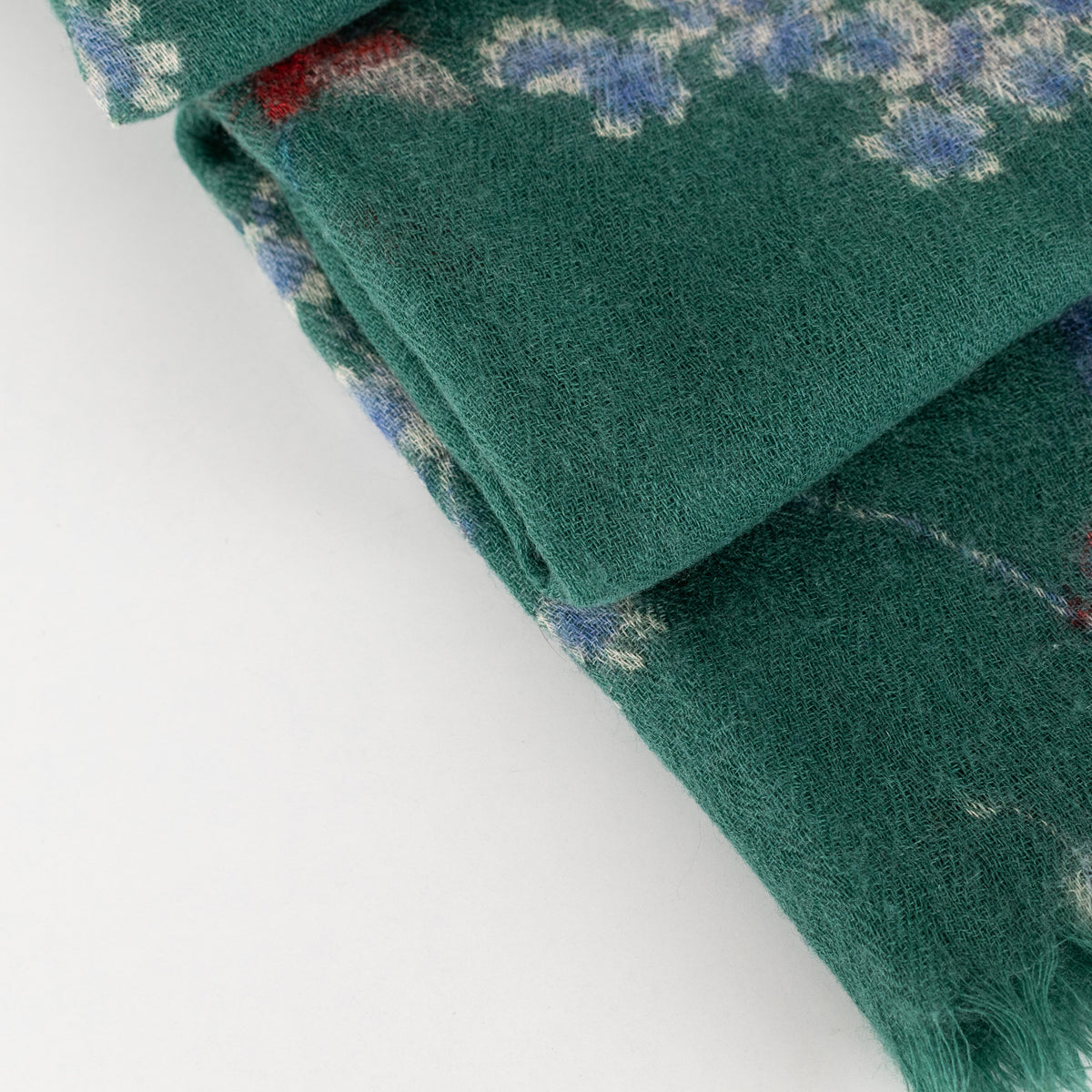 Blue & Green Wool Floral Scarf - Image 6