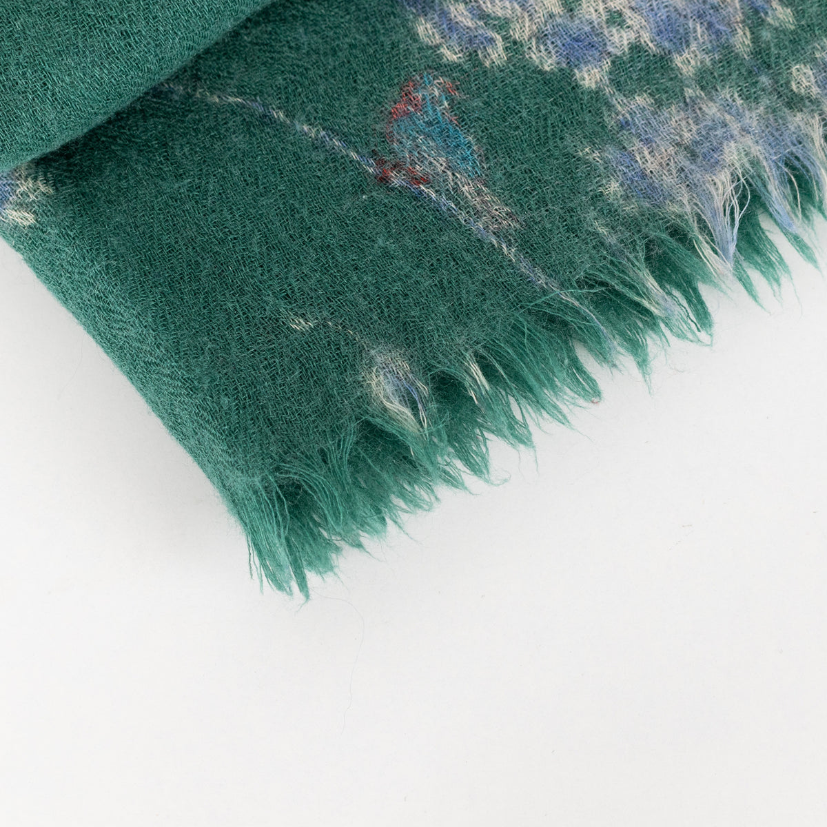 Blue & Green Wool Floral Scarf - Image 7