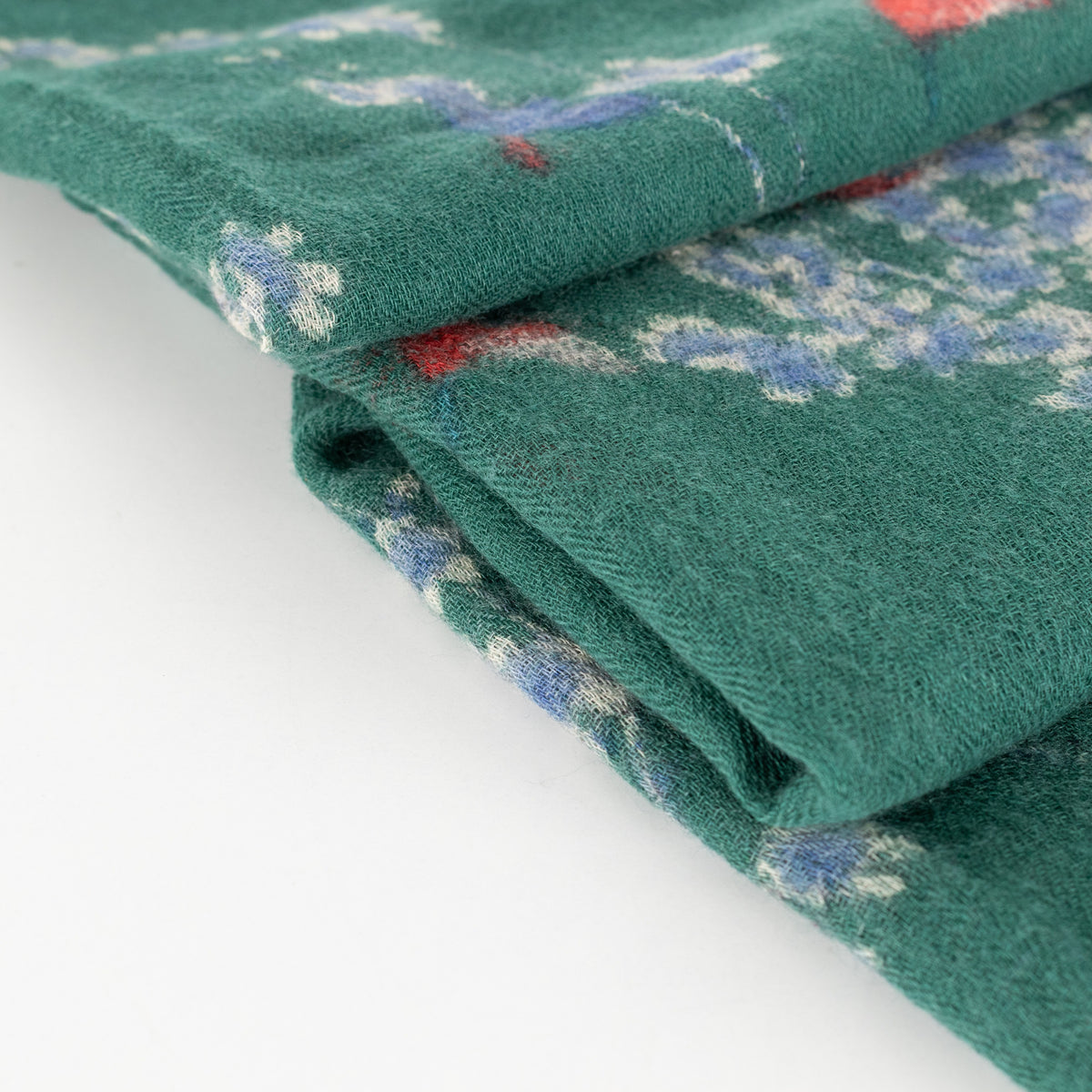 Blue & Green Wool Floral Scarf - Image 8