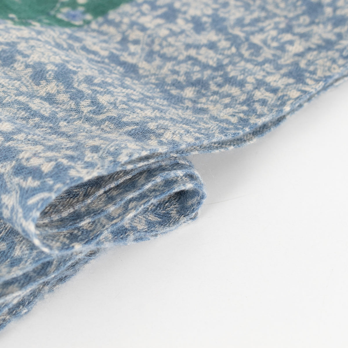 Blue & Green Wool Floral Scarf - Image 9