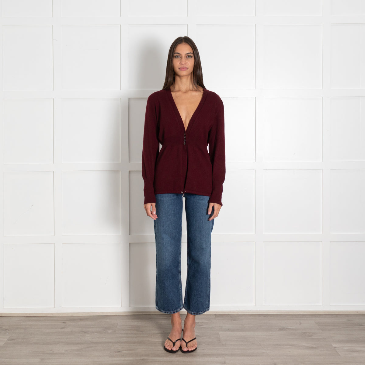 Brunello Cucinelli Burgundy Cashmere Cardigan - Image 1