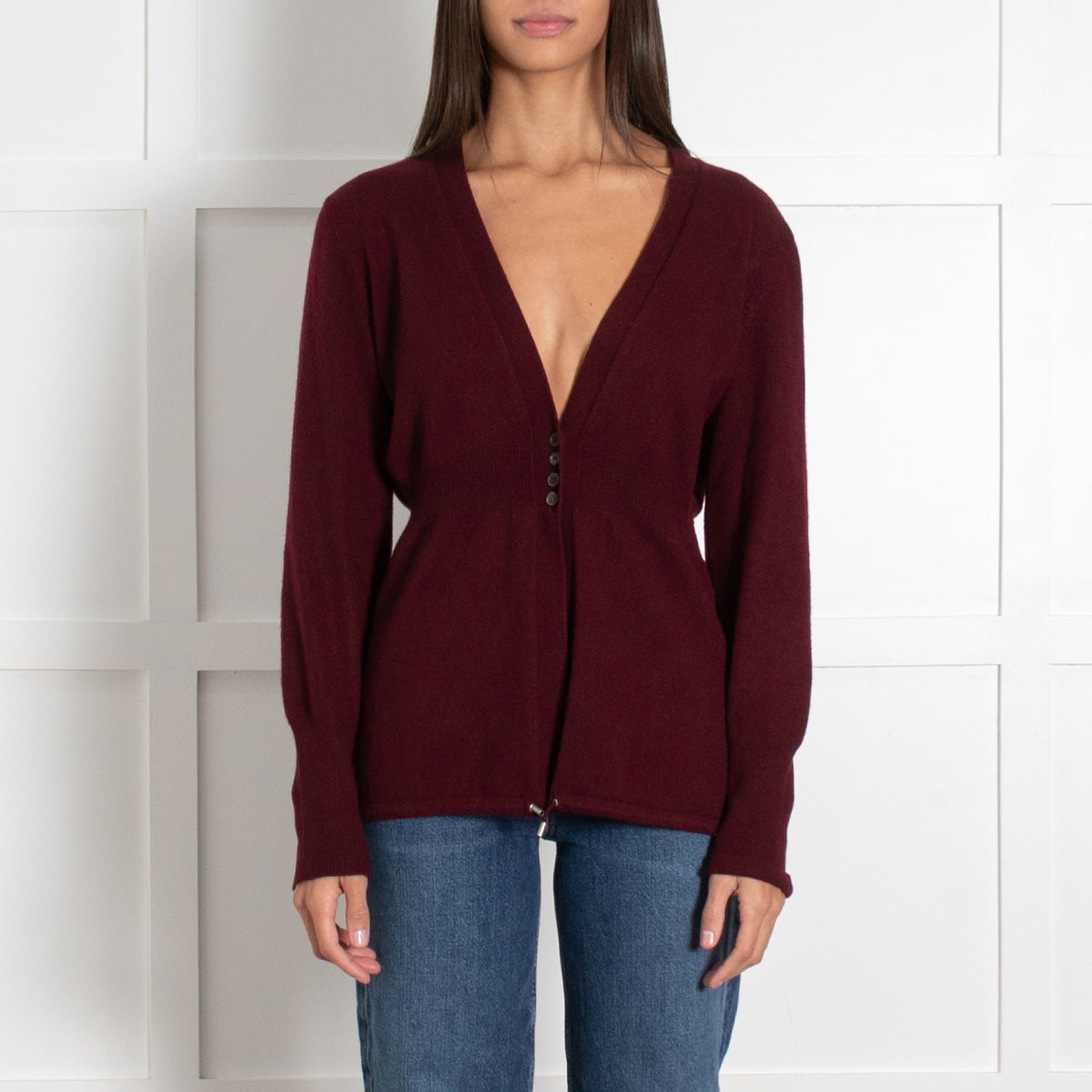 Brunello Cucinelli Burgundy Cashmere Cardigan - Image 2