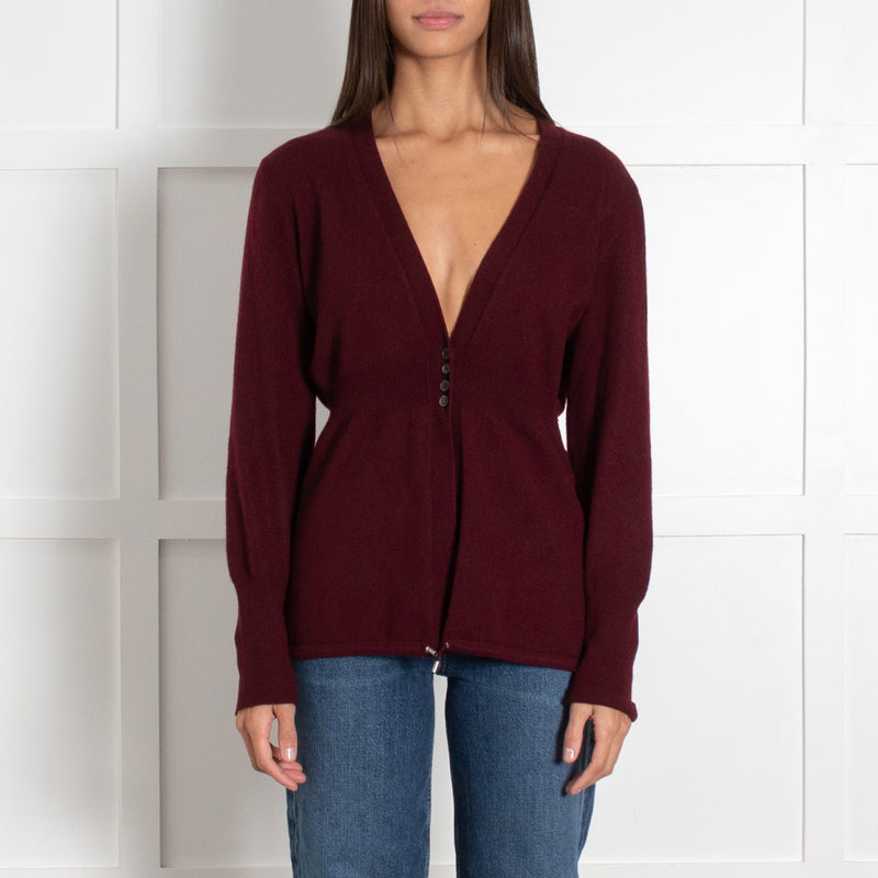 Brunello Cucinelli Burgundy Cashmere Cardigan - Image 2