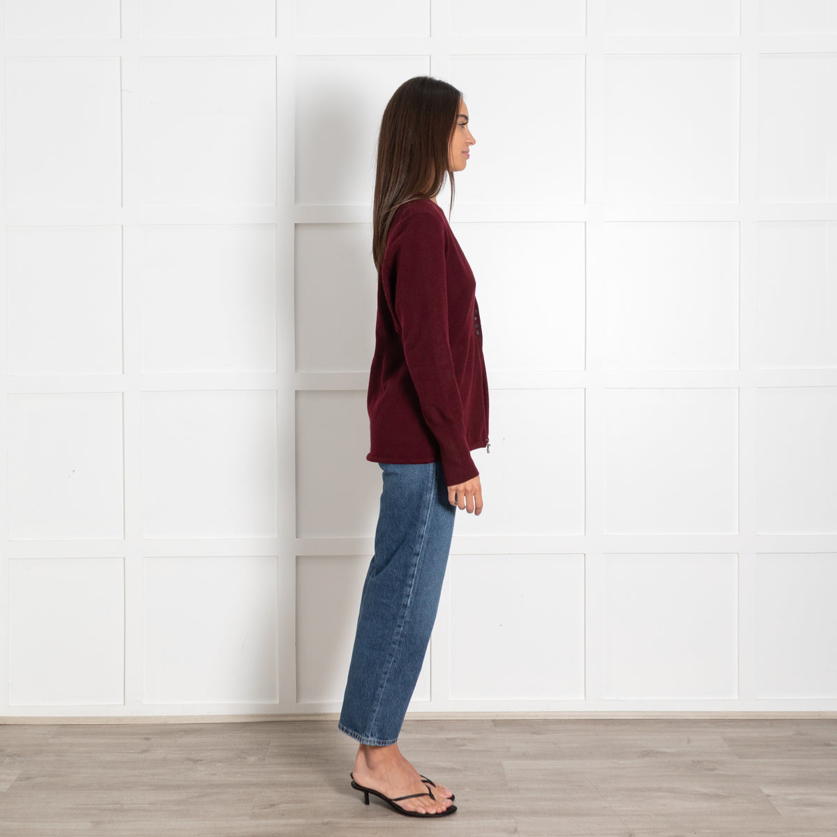 Brunello Cucinelli Burgundy Cashmere Cardigan - Image 6