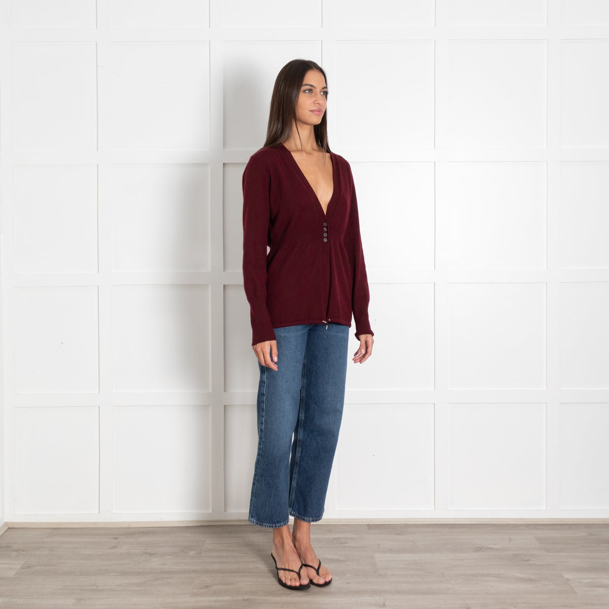 Brunello Cucinelli Burgundy Cashmere Cardigan - Image 7