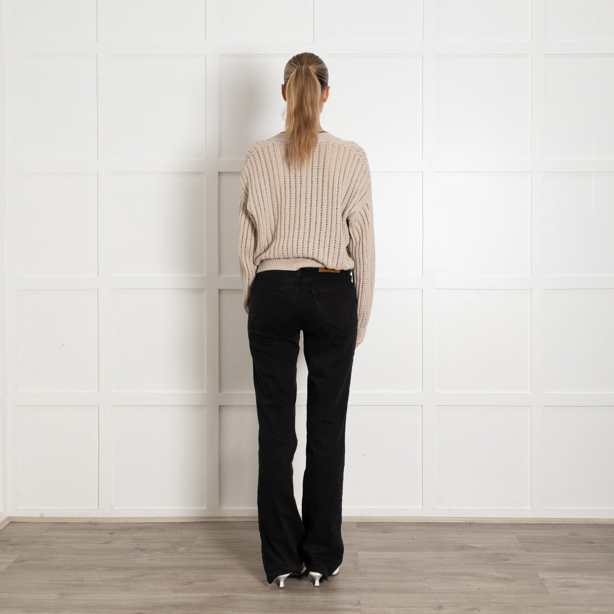 Brunello Cucinelli Taupe Cotton Cable Knit With Black Trim  Cardigan - Image 5