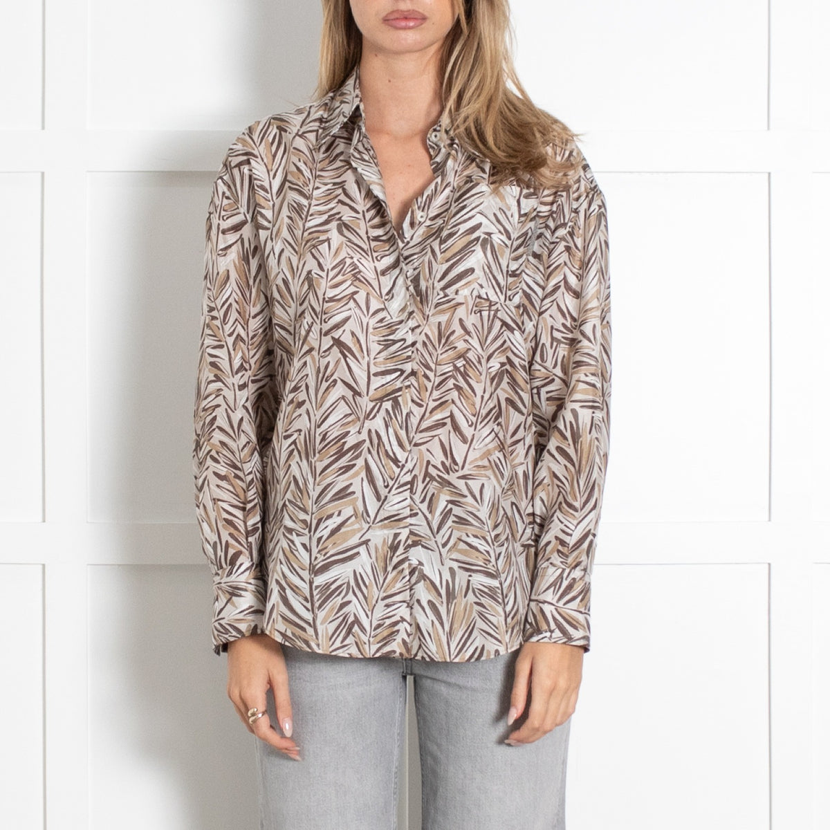 Silk Leaf Print Shirt - Image 2