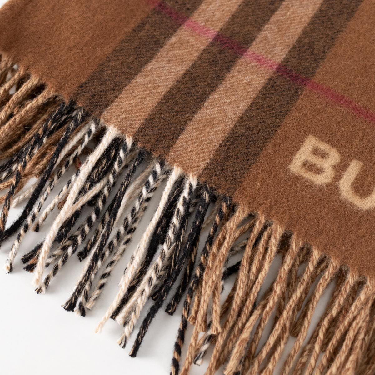 Burberry Beige & Brown Contrasting Nova Check Cape with Fringed Edges - Image 11