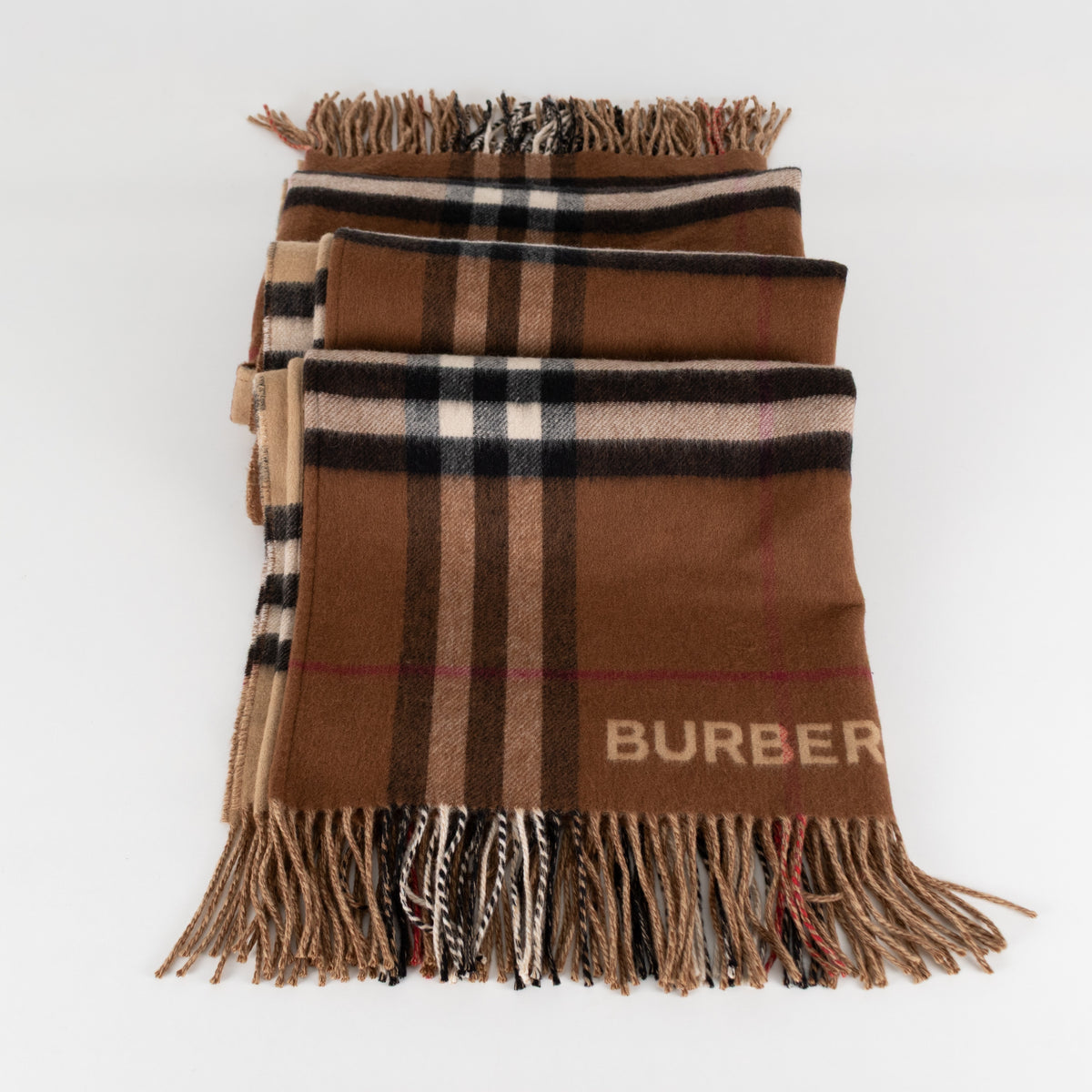 Burberry Beige & Brown Contrasting Nova Check Cape with Fringed Edges - Image 16