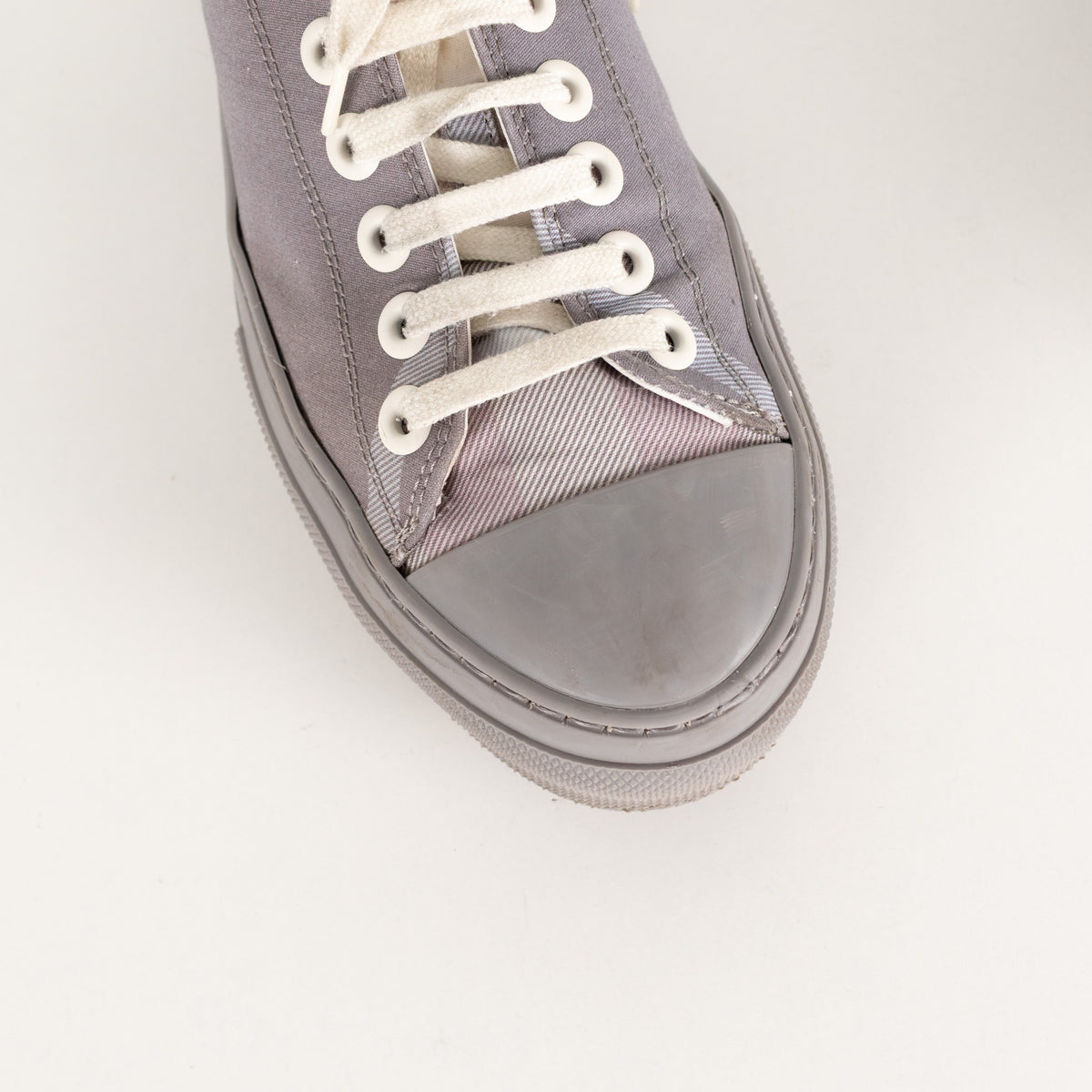 Burberry Grey Check Canvas Trainers - Image 11