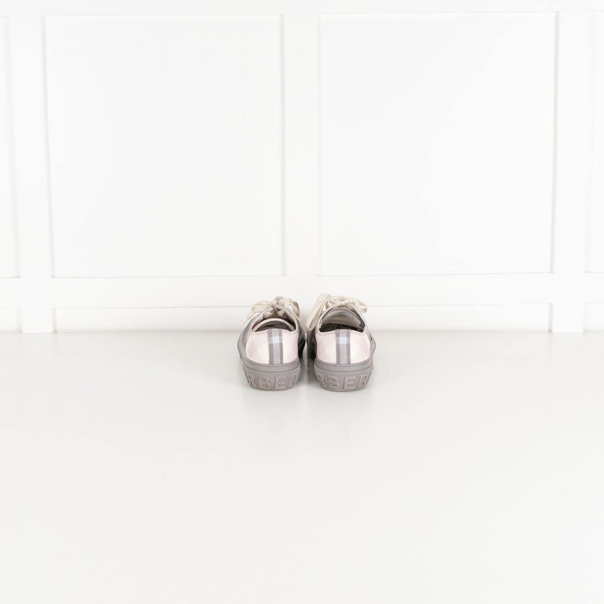 Burberry Grey Check Canvas Trainers - Image 15