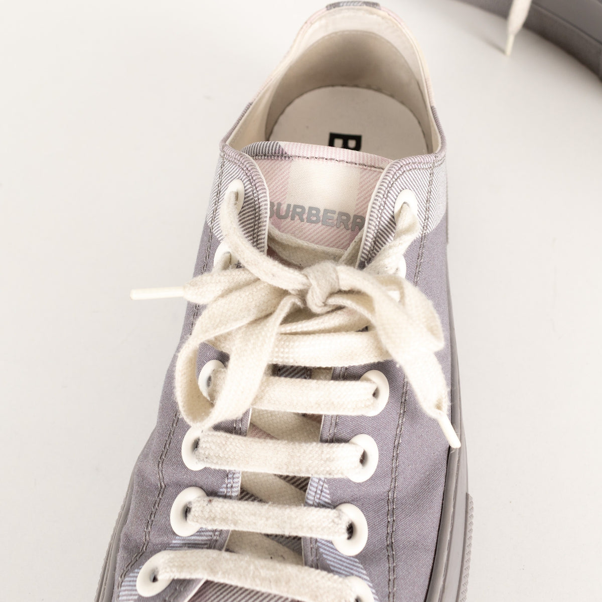 Burberry Grey Check Canvas Trainers - Image 16