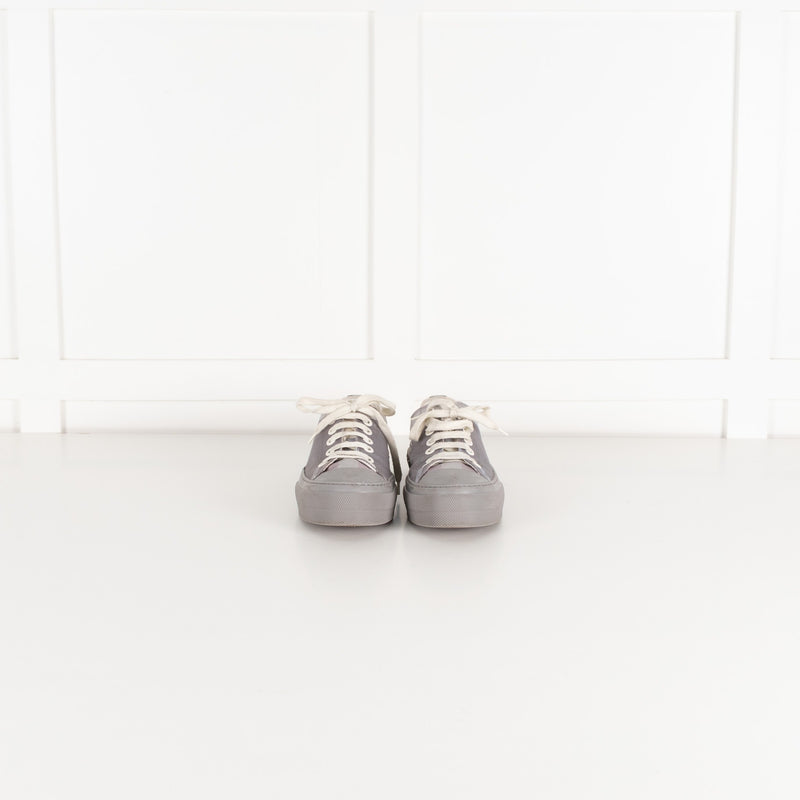 Burberry Grey Check Canvas Trainers - Image 2