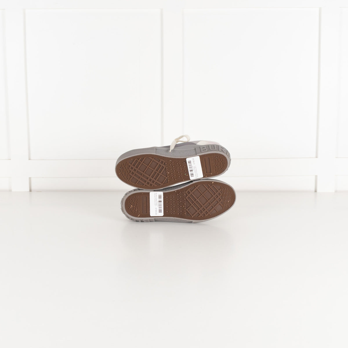Burberry Grey Check Canvas Trainers - Image 6