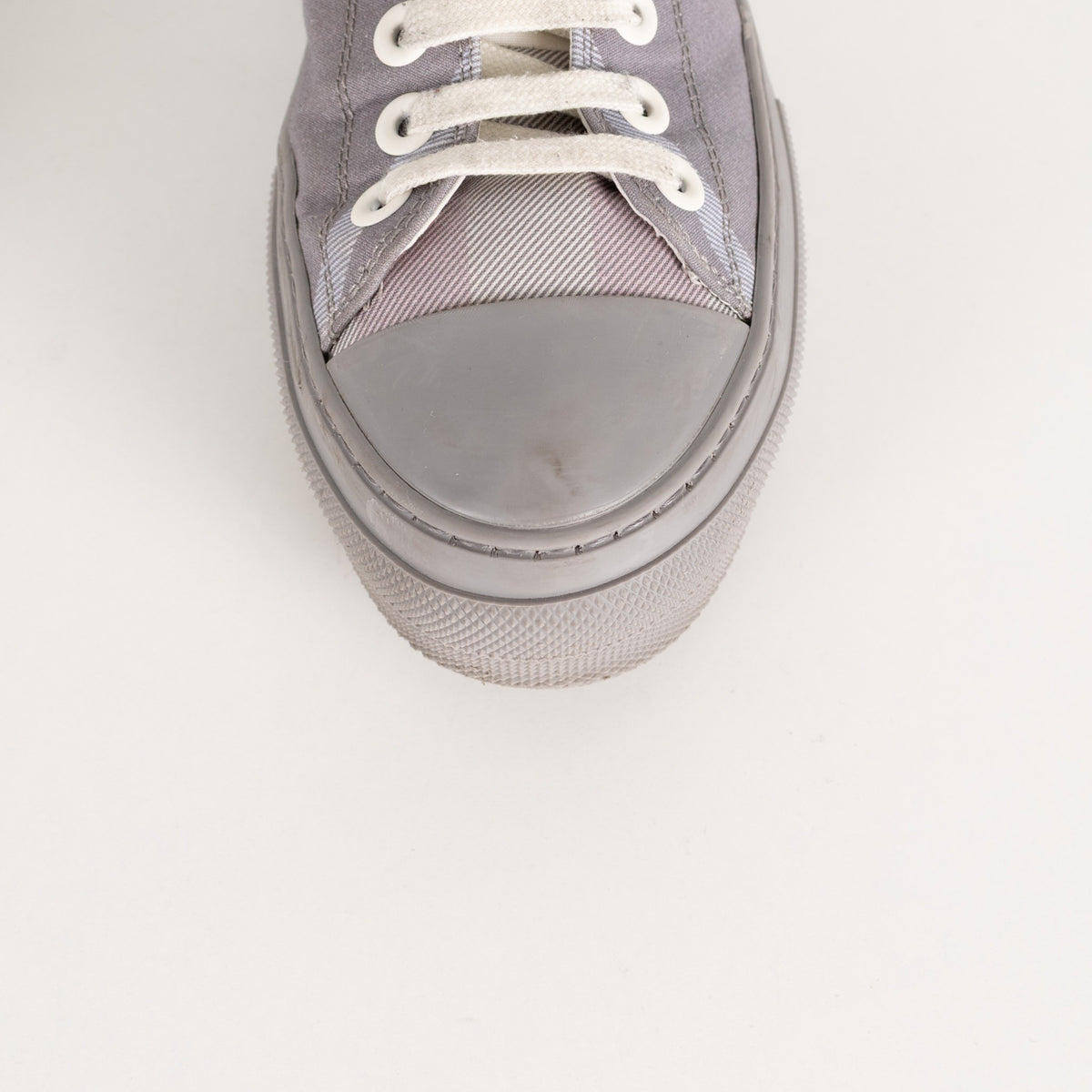 Burberry Grey Check Canvas Trainers - Image 8