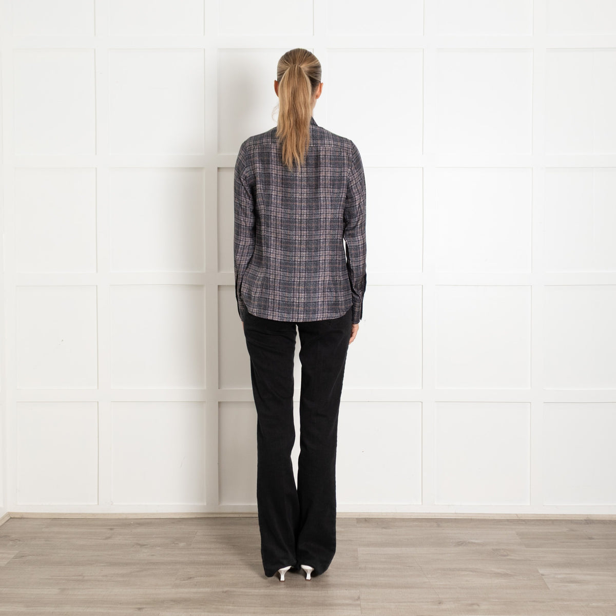 Caliban Grey Pink Check Button Up Front Shirt UK 12 - Image 5