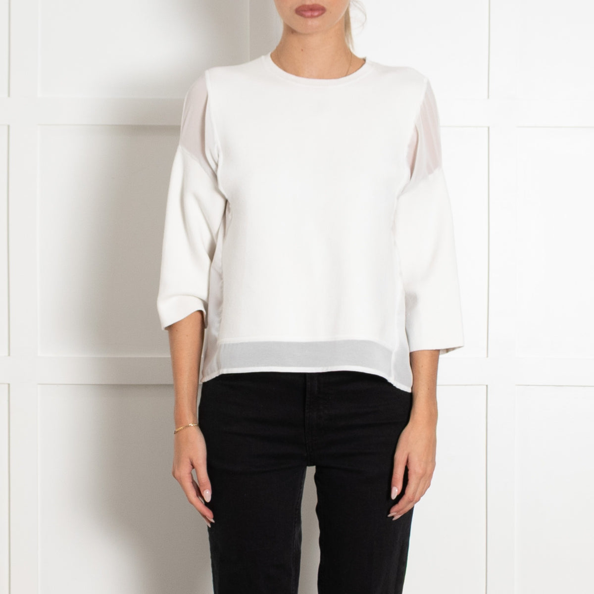 Camilla and Marc White Top With Mesh Insets - Image 2