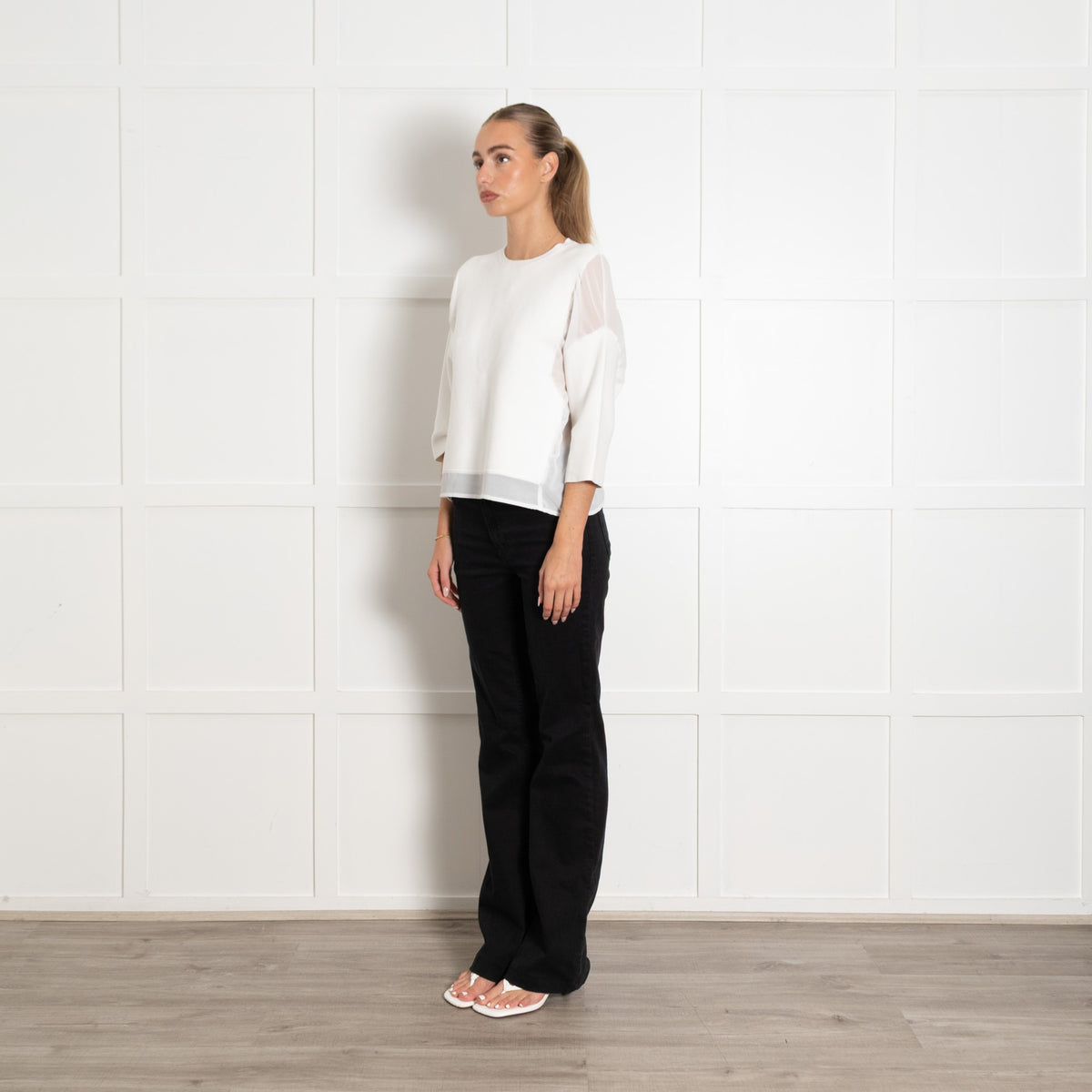 Camilla and Marc White Top With Mesh Insets - Image 3
